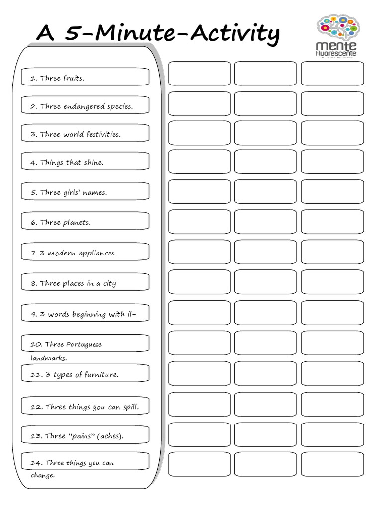 A 5-Minute-Activity: Who Finishes First? | PDF
