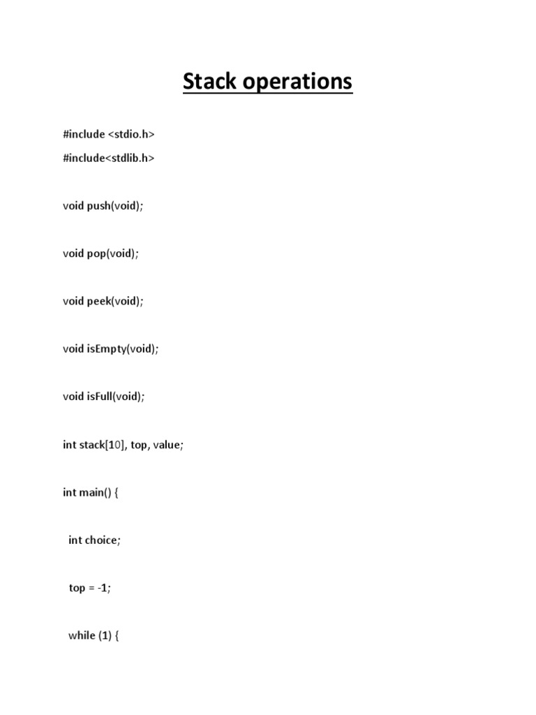C Stack Operations PDF