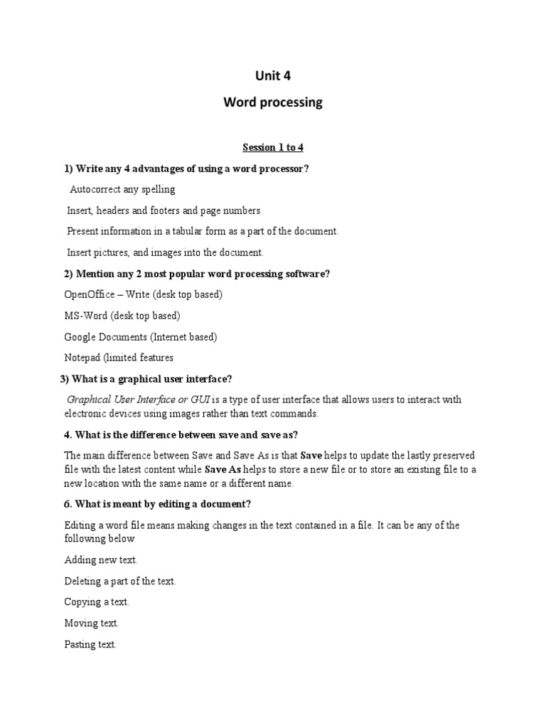 Word Processing Essentials Guide | PDF | Computer File | Graphical User ...
