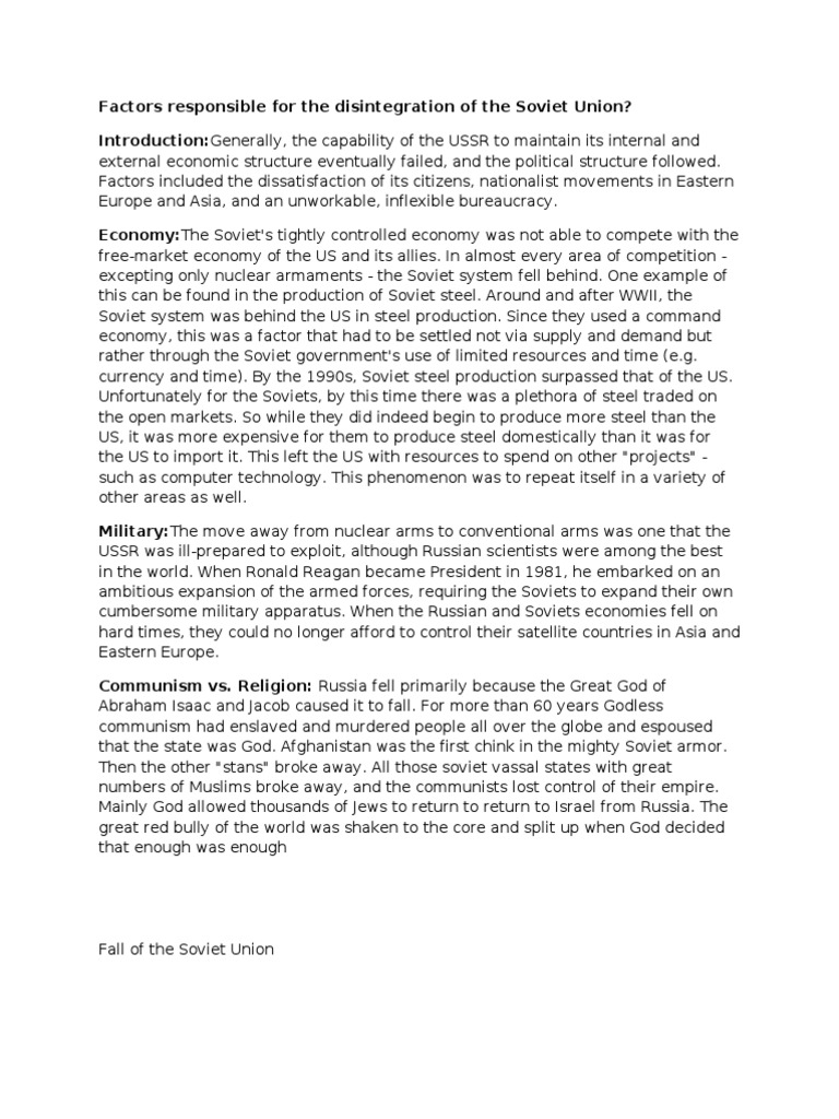 Factors Responsible For The Disintegration of The Soviet Union | PDF ...