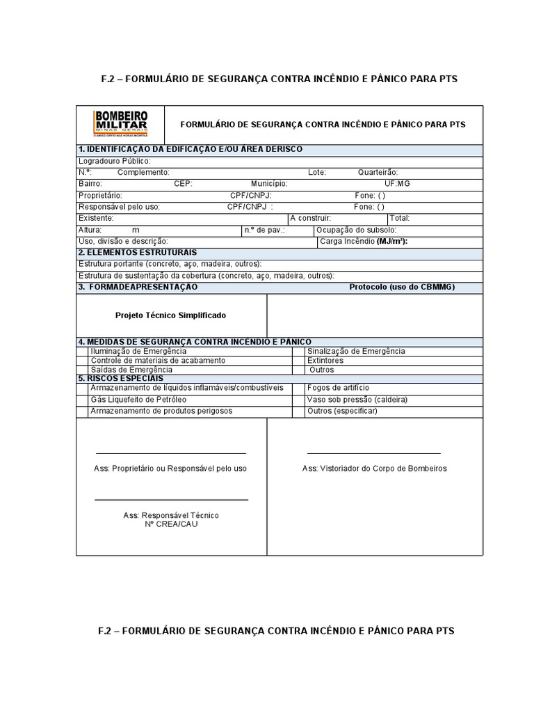 Formulário de Segurança Contra Incêndio | PDF | Materiais