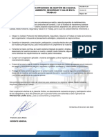 Pol-Sig-Pl-01 Politica Integrada de Calidad, Medio Ambiente, Seguridad y Salud en El Trabajo