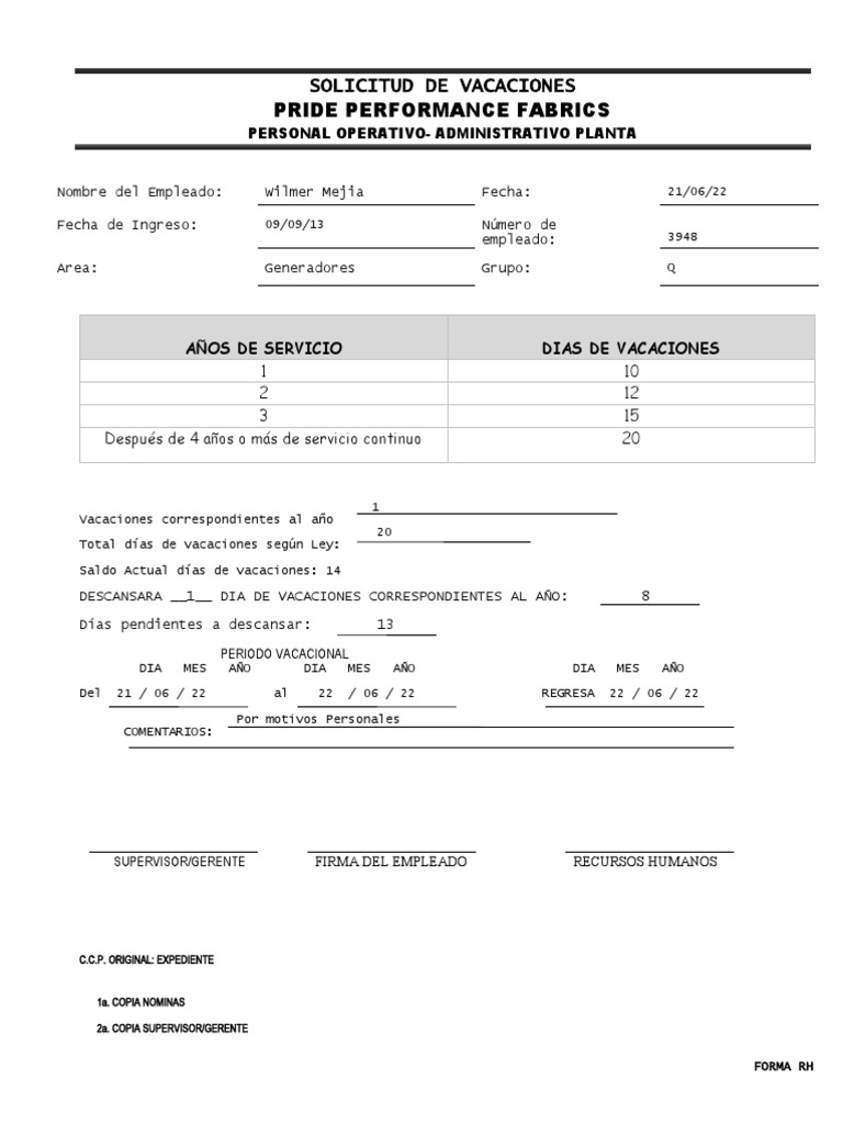 Vacaciones Formato PDF