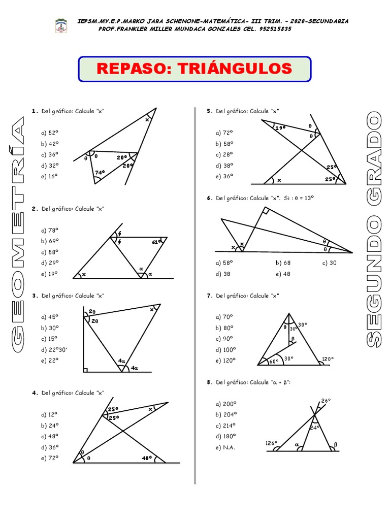 Ejercicios de Triangulos - Geometria | PDF