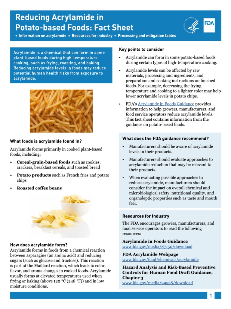 Fact Sheet Reducing Acrylamide in Potato Based Foods PDF