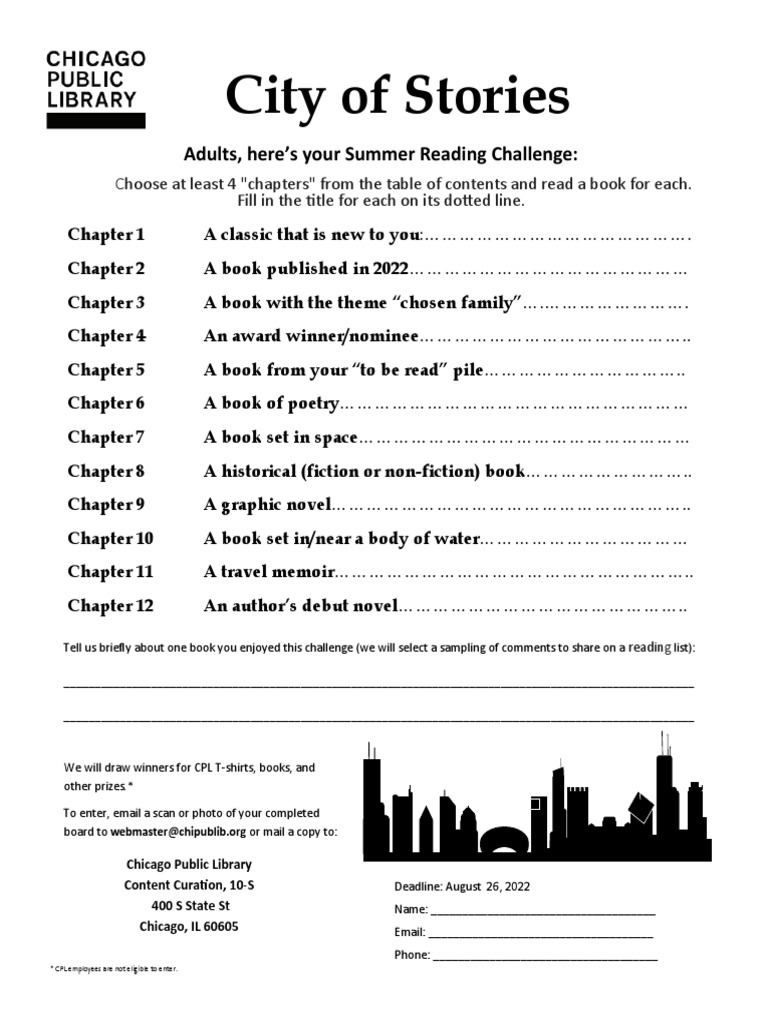 City Of Stories Adult Summer Reading Challenge Pdf