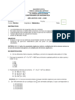 Cuestionario de Matematica