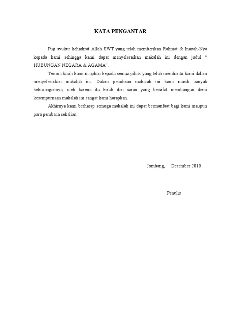 Makalah Hubungan Negara Dan Agama