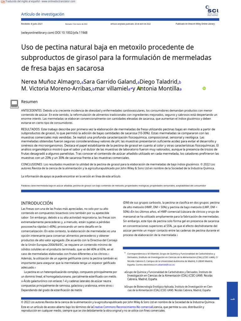 Pectina en Es PDF Dieta y nutrición Azúcar