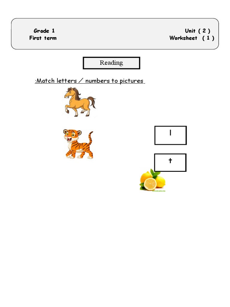 G.1 U.2 - Match Letters - Numbers To Pictures Ex.1 | PDF