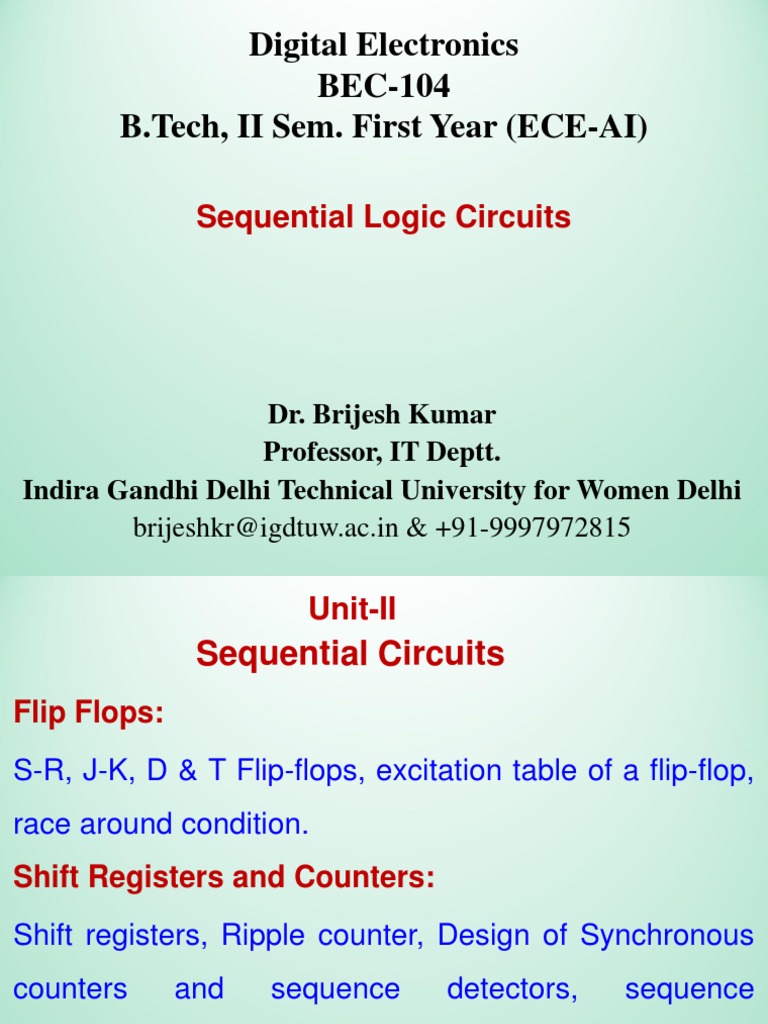 1 Unit 2 Flip Flops PDF Logic Gate Electronic Circuits