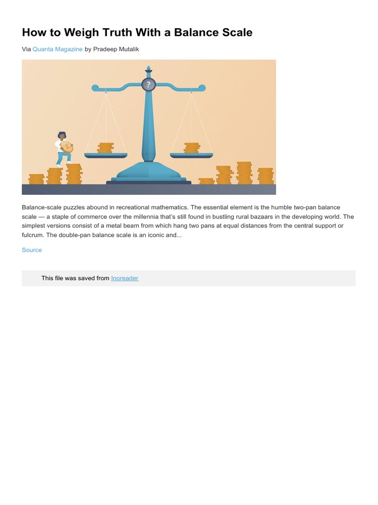 How To Weigh Truth With A Balance Scale PDF