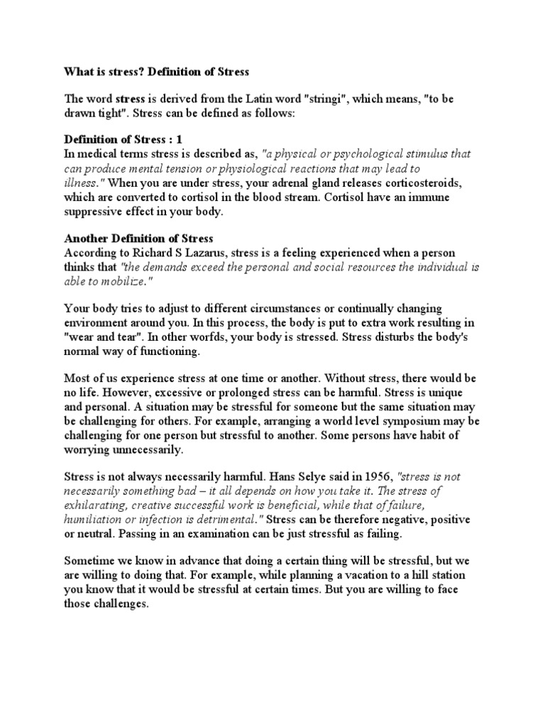 What Is Stress? Definition of Stress | PDF | Stress (Biology) | Psychology