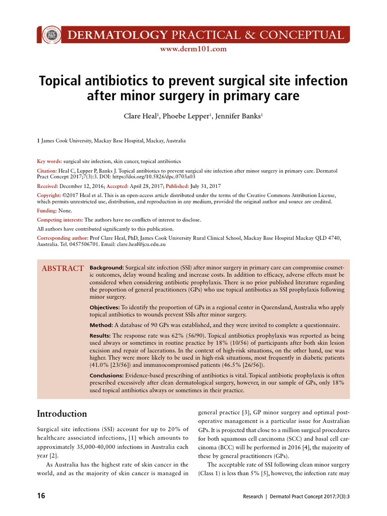Topical Antibiotics To Prevent Surgical Site Infection After Minor