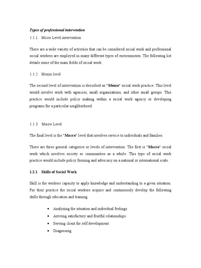 Levels of Intervention in Social Work | PDF | Social Work | Community