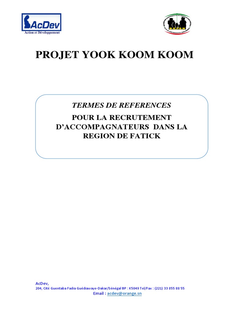 Recrutement de 500 accompagnateurs Yook Koom Koom 2025