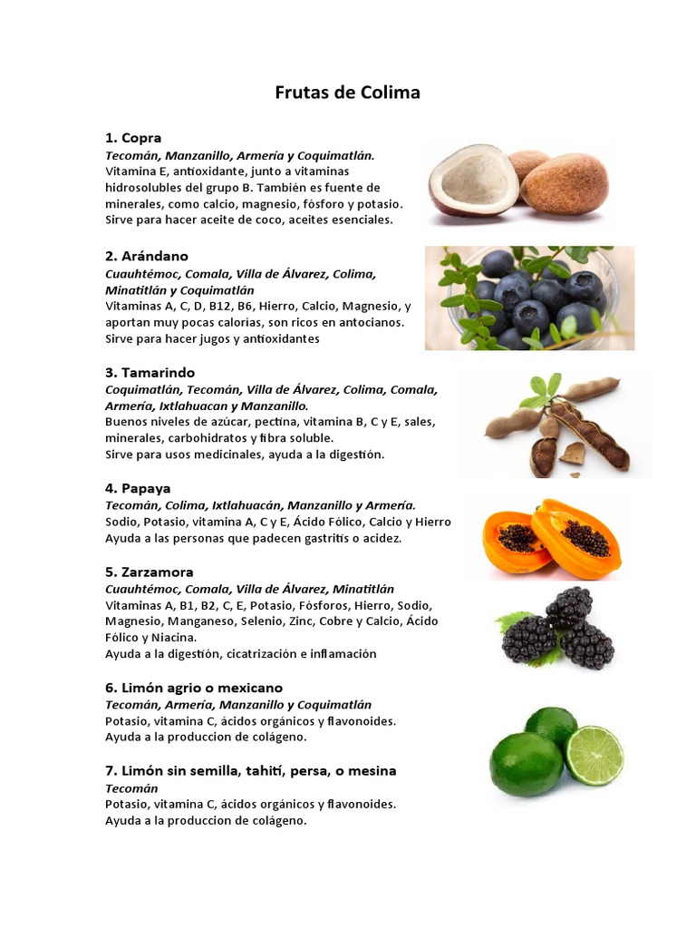 Frutas Típicas de Colima y Sus Beneficios | PDF | Vitamina C | Calcio