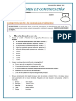 Exámen de Comunicación I Unidad 6to Grado - Miércoles 13 de Abril 2022