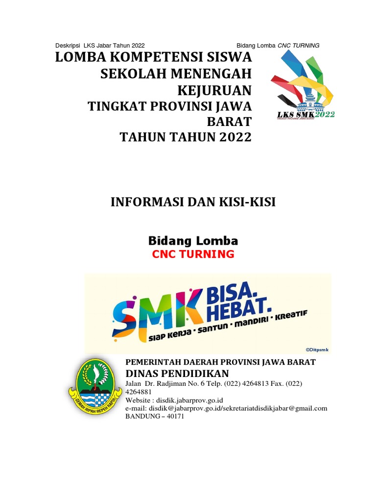 Deskripsi Teknis CNC Turning LKS 2022 Tingkat Jabar | PDF