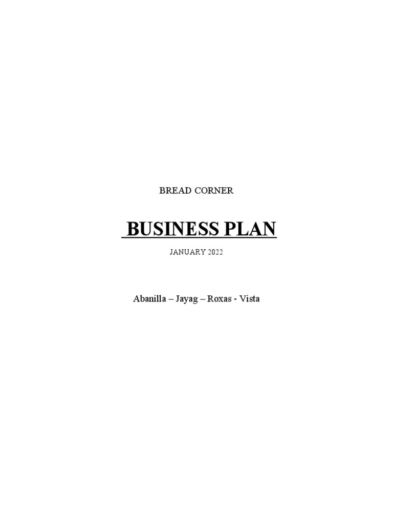 Business Plan Bread Corner PDF Marketing Sales