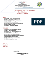 Progressive Expanded Face - To - Face Class List of Students Grade 12 - Erudite