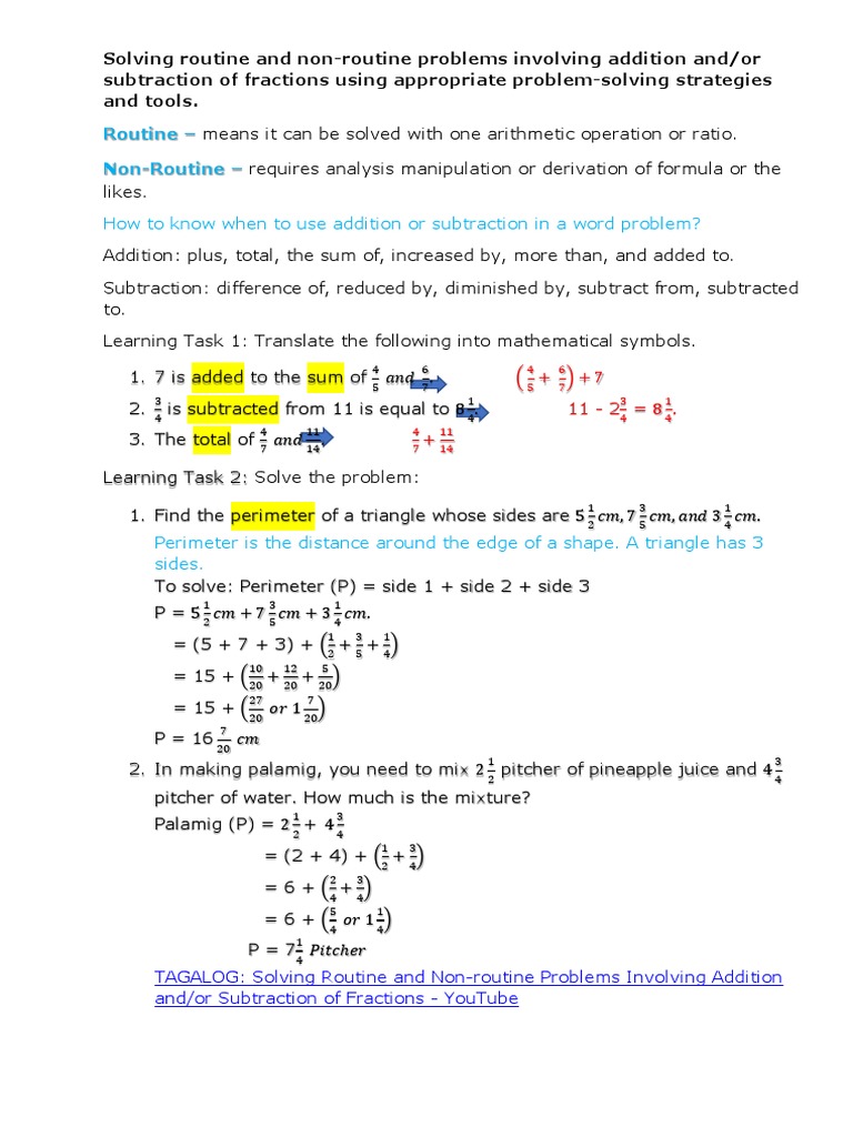 AGONSA Method for Adding Fractions | PDF | Mathematics | Elementary ...