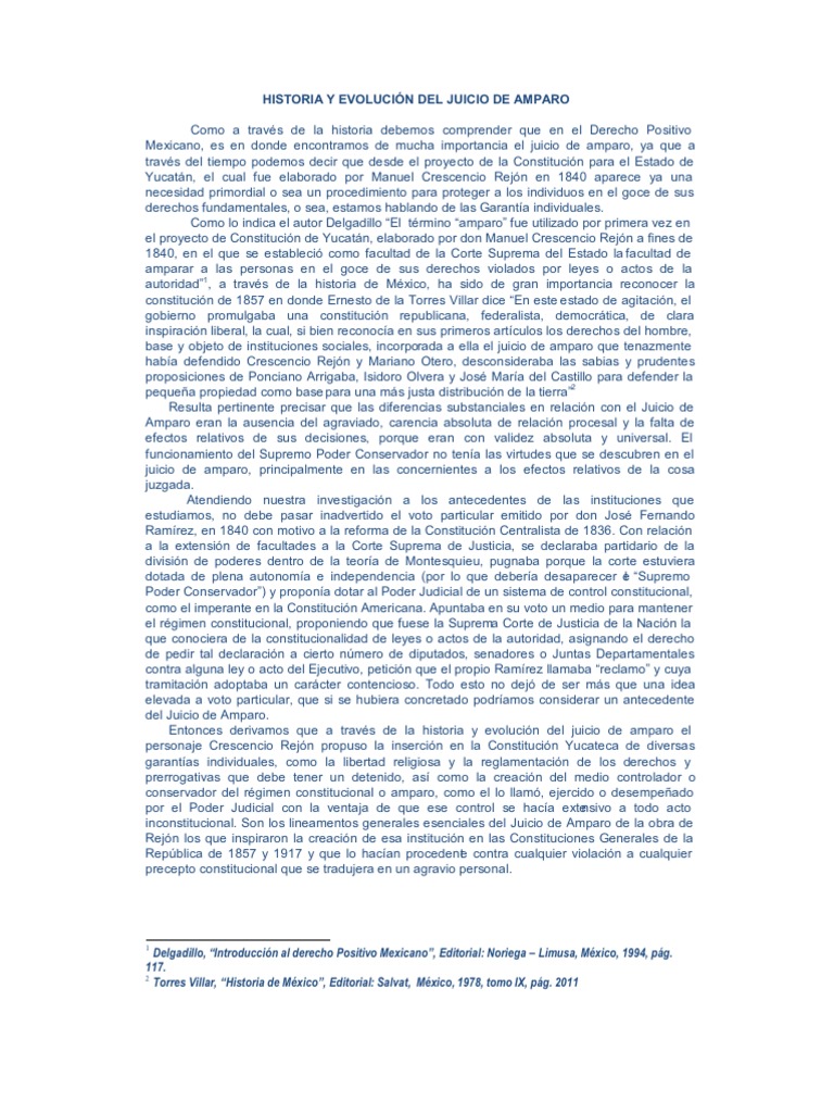 Historia y Evolución Del Juicio de Amparo | PDF | Constitución ...
