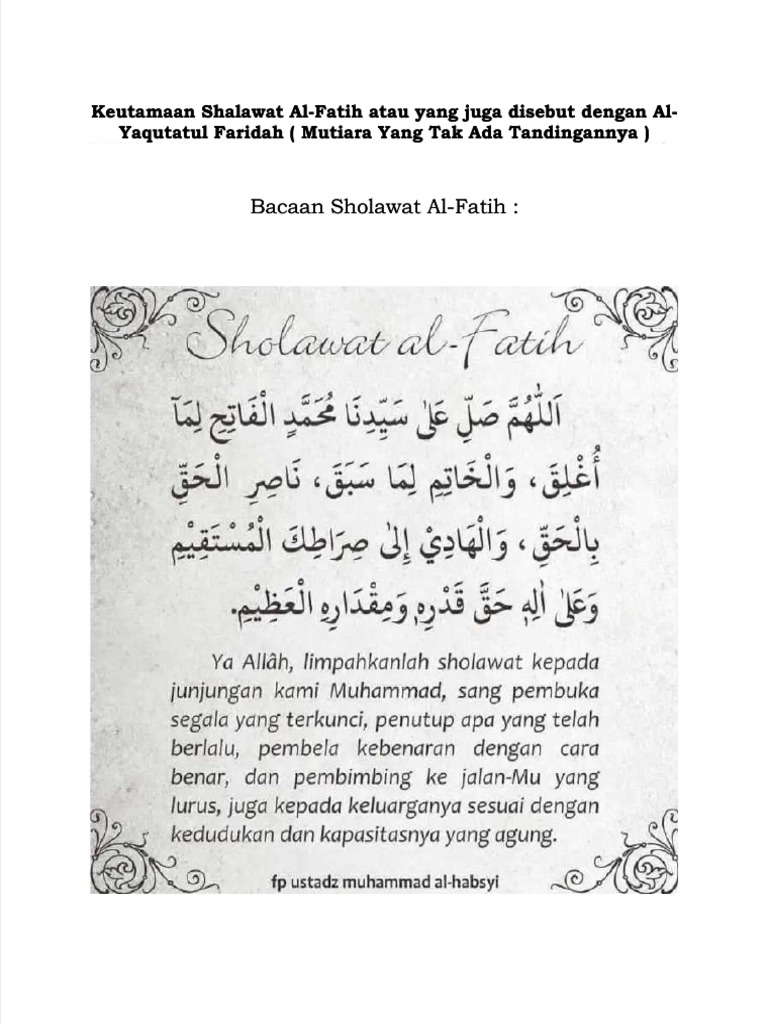 Sholawat Fatih lantunan doa dengan alat musik tradisional