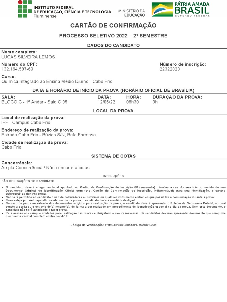 Cartao Confirmacao | PDF