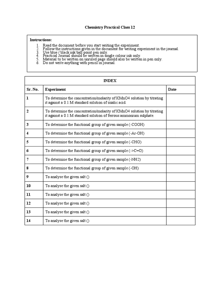 Chemistry Practical Class 12 A Comprehensive Guide to Quantitative