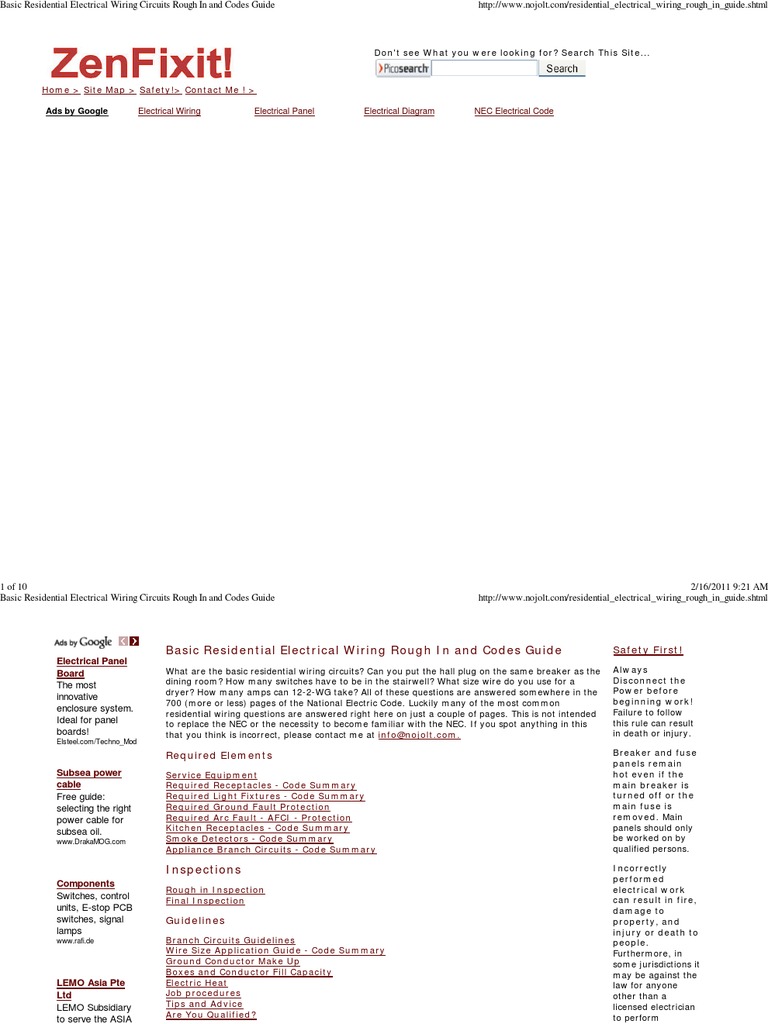 Basic Residential Electrical Wiring Circuits Rough in and Codes Guide ...