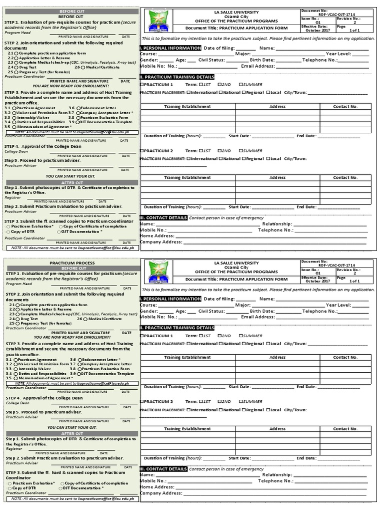 Application For OJT Form 2 | PDF