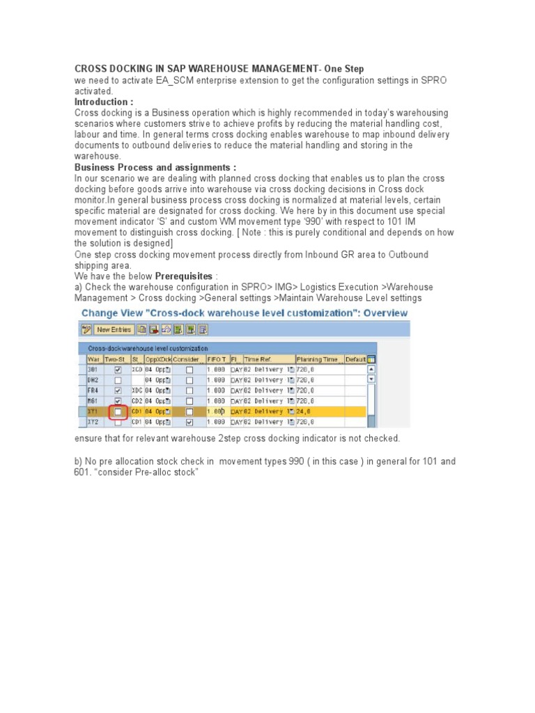 Cross Docking in Sap Warehouse Management | PDF | Warehouse | Logistics