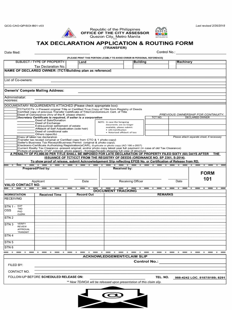 TRANSFER OF OWNERSHIP OF TAX DECLARATION Application Form 2 | PDF