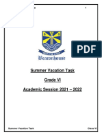 Grade VI Summer Task 2021 - 22