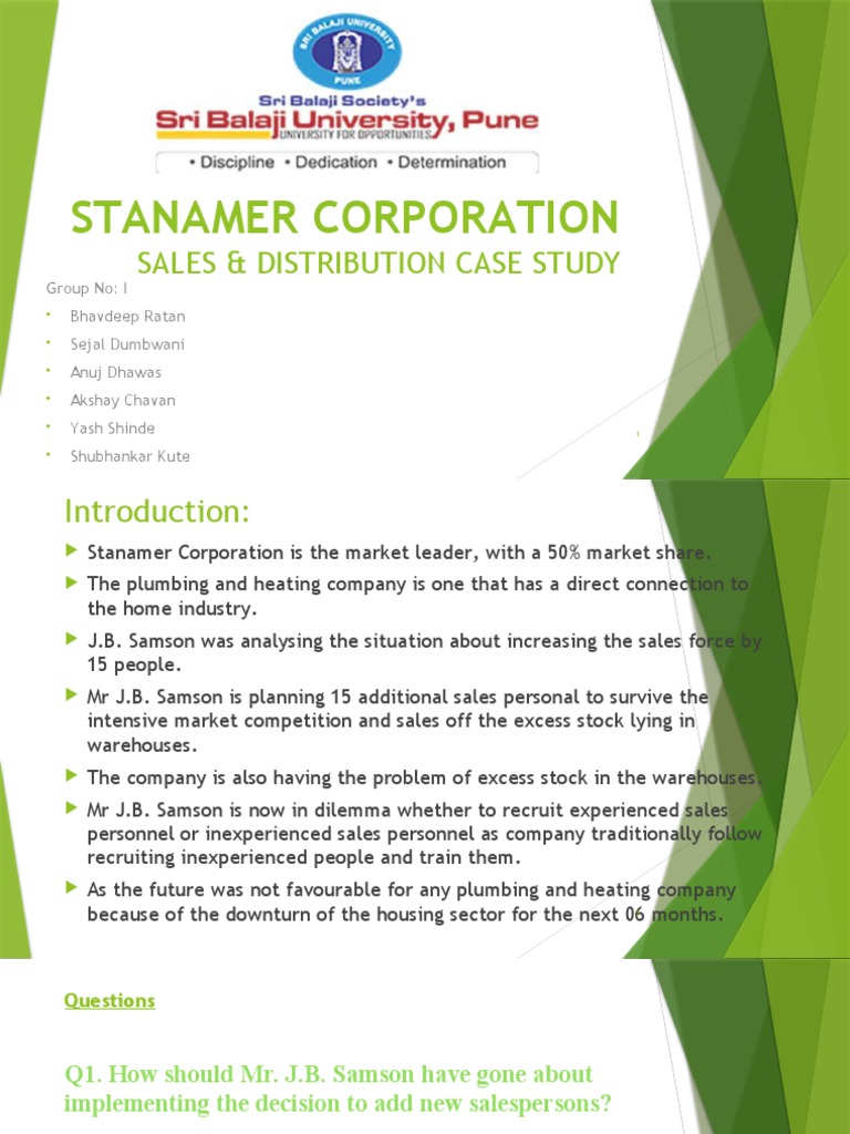 Stanamer Corporation Sales & Distribution Case Study PDF Sales Subscription Business Model