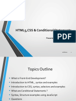 Html5, Css & Conditional Statements (Javascript) : Presented By: Hassan Nadeem