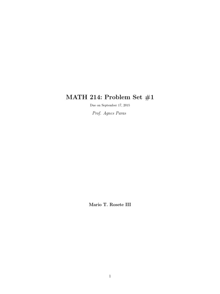 Problem Set #1 - Theory of Matrices | PDF | Matrix (Mathematics ...