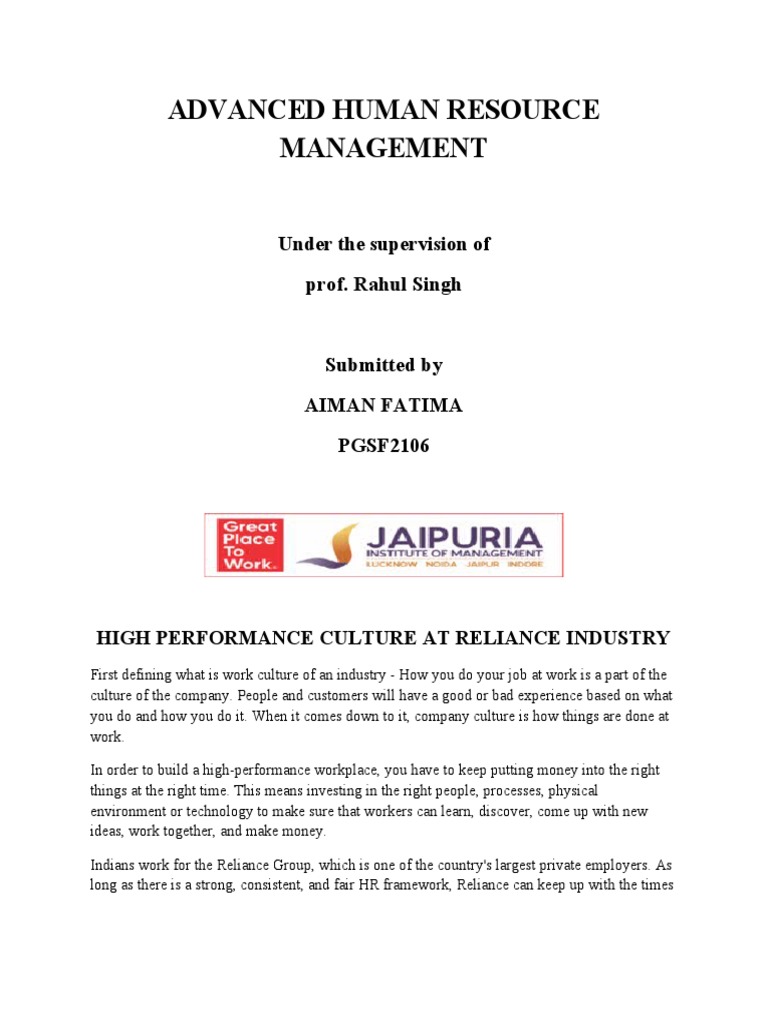 High Performance Culture | PDF | Employment | Leadership