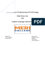 MERI College of Engineering and Technology Practical File ON "English Language Laboratory"