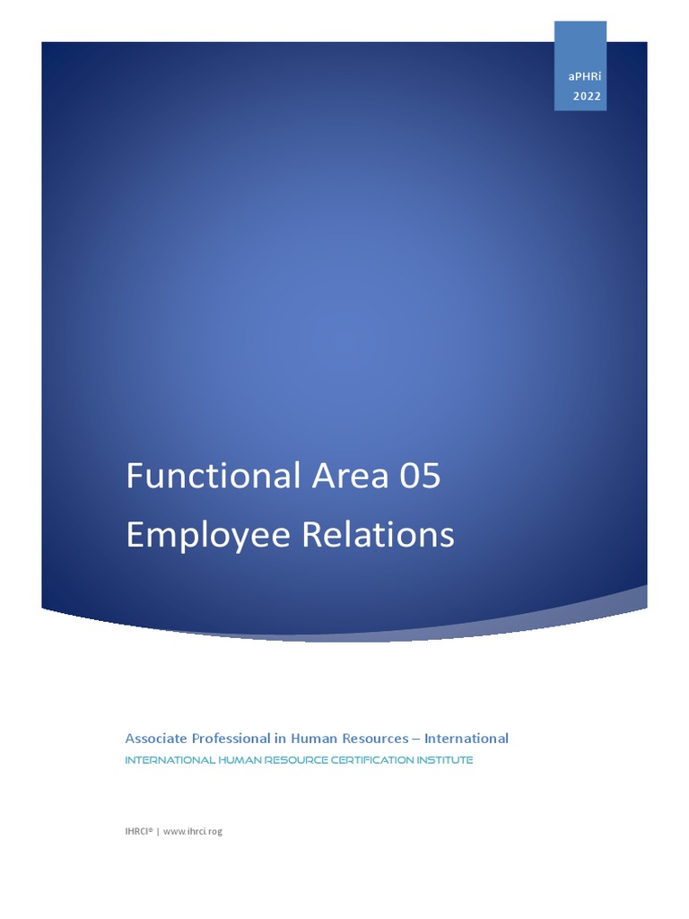 Functional Area 05 Employee Relations: Associate Professional in Human ...