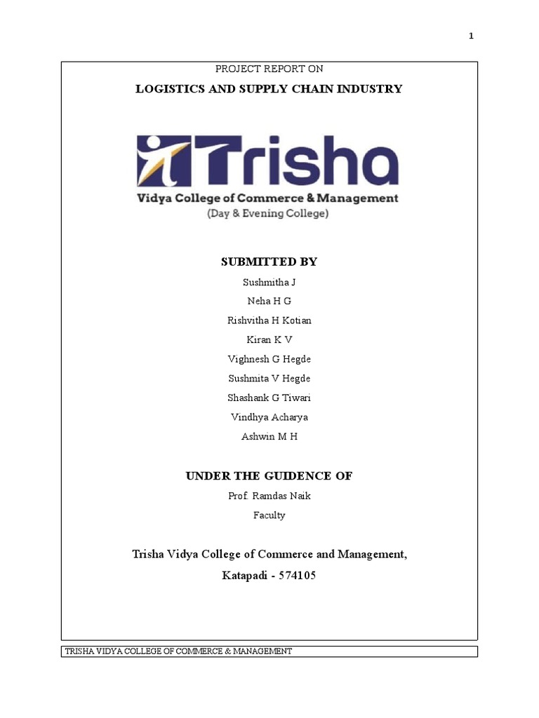 Logistics and Supply Chain Project Report | PDF | Supply Chain | Supply ...