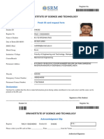 SRM Institute of Science and Technology: Fresh ID Card Request Form Personal Details