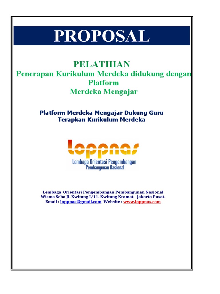 Proposal Pelatihan Kurikulum Merdeka | PDF | Karier & Perkembangan