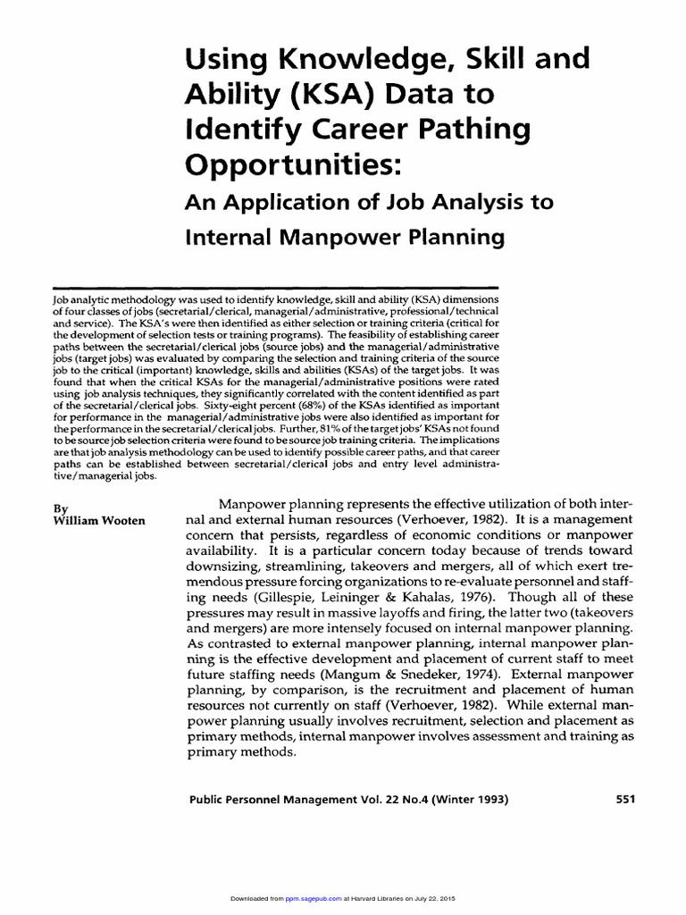 Using Knowledge, Skill and Ability (KSA) Data To Identify Career ...