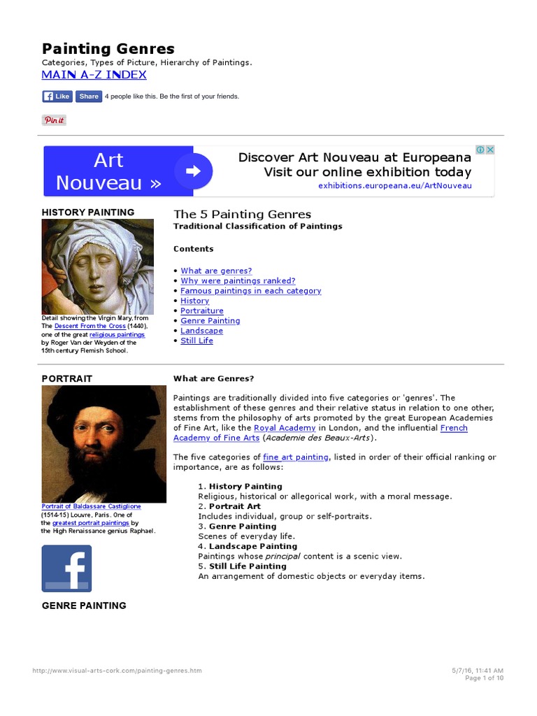 Painting Genres Classification of Paintings PDF Portrait Painting