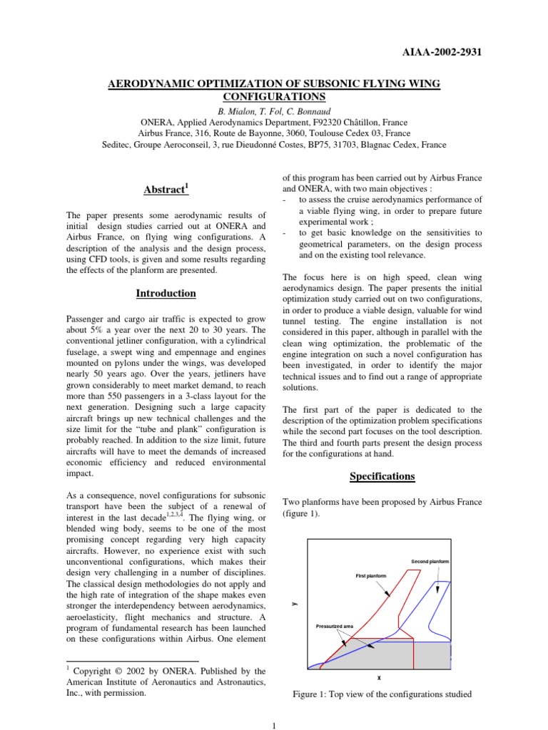 Aerodynamic Optimization of Subsonic Flying Wing Configurations | PDF ...