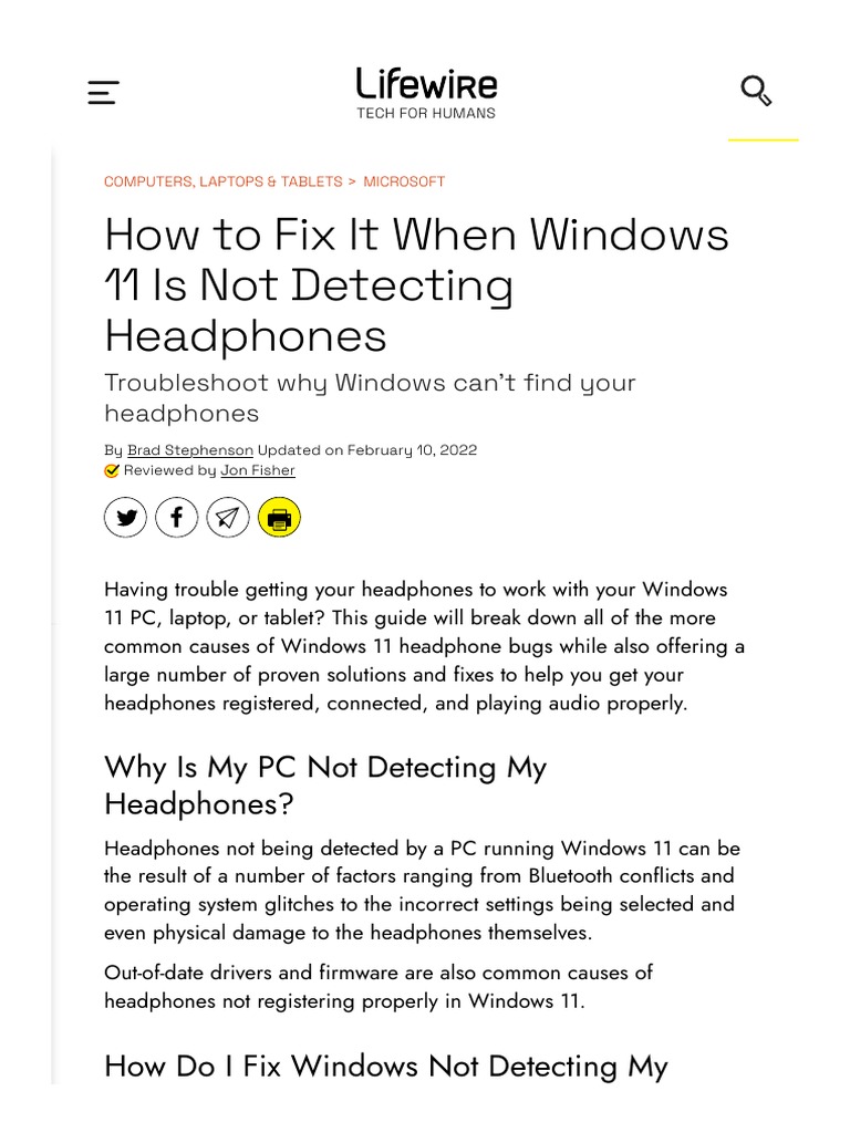 How To Fix It When Windows 11 Is Not Detecting Headphones | PDF ...