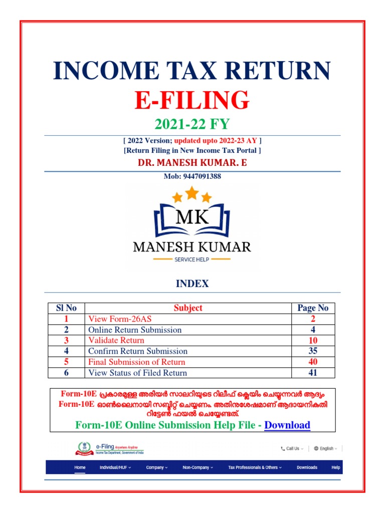 Tax Return EFiling 202122 FY Manesh Kumar E PDF