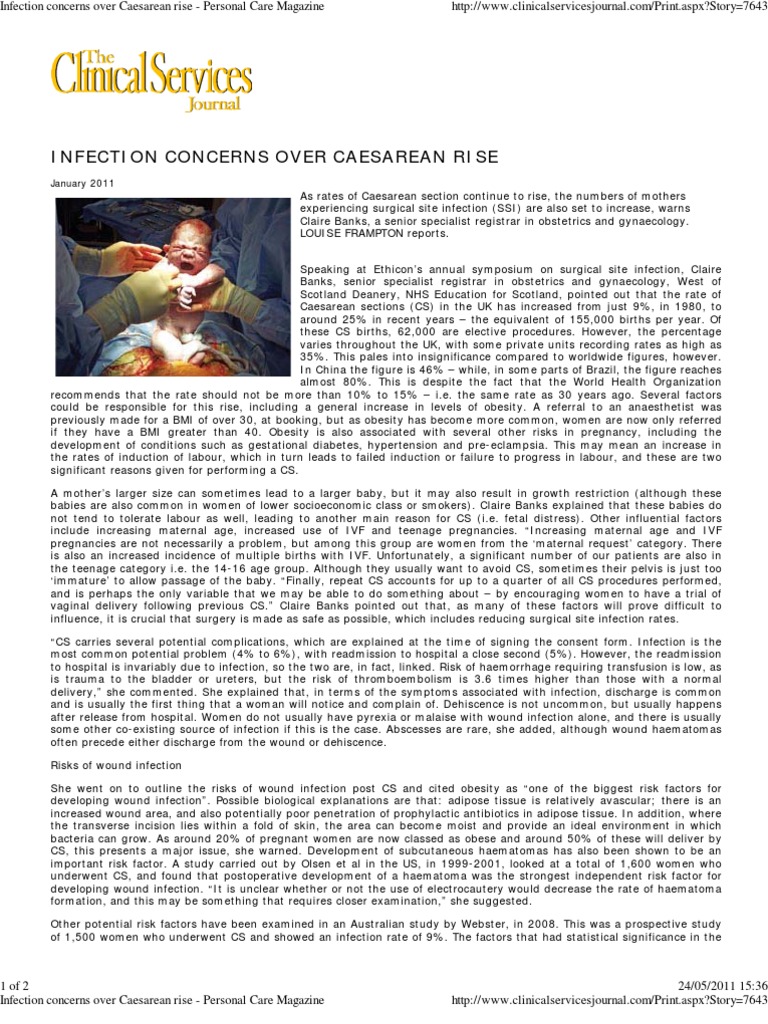 Caesarean Section Infection Risks | PDF | Caesarean Section | Childbirth